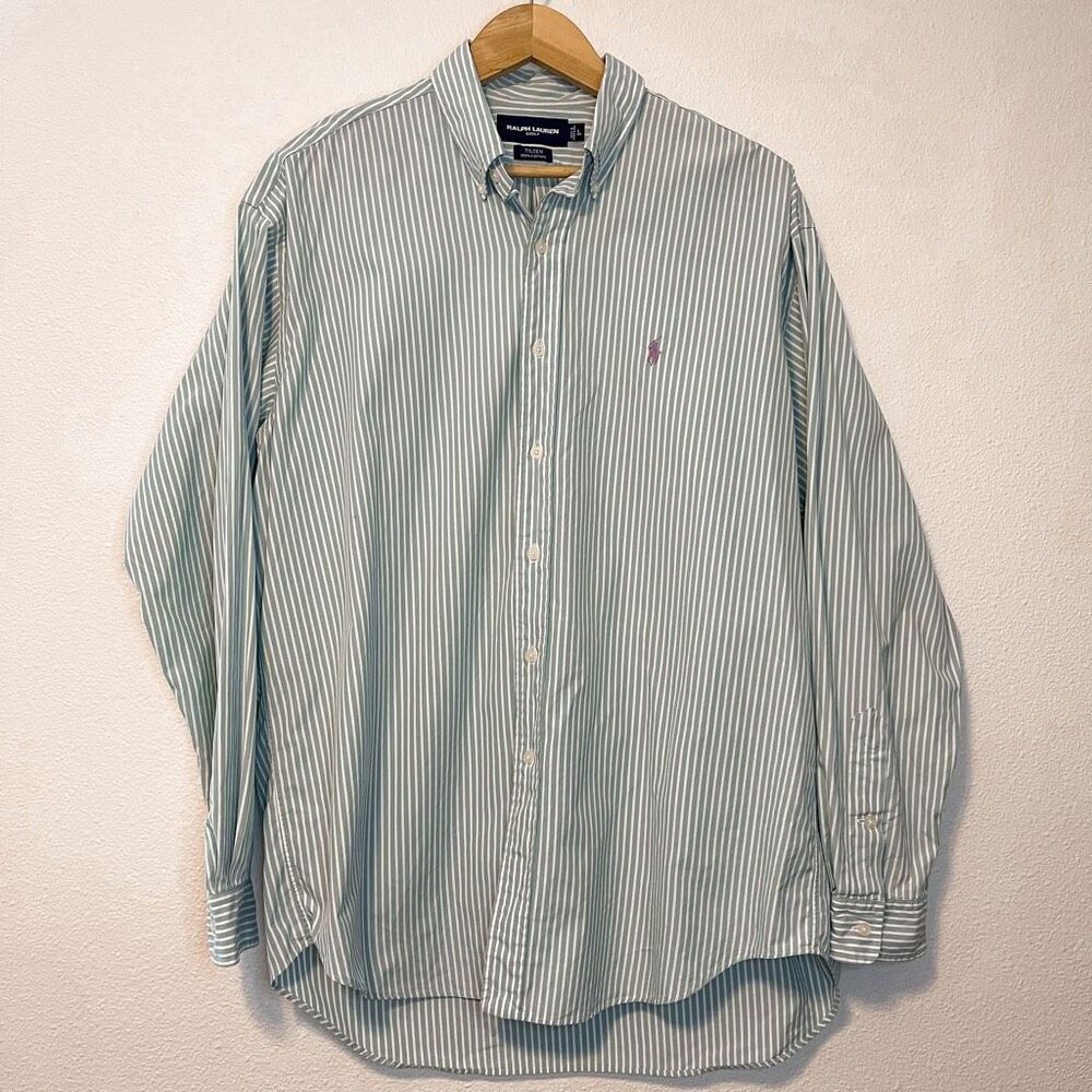 Ralph Lauren Golf Tilden Striped Button Down Shirt Size Large